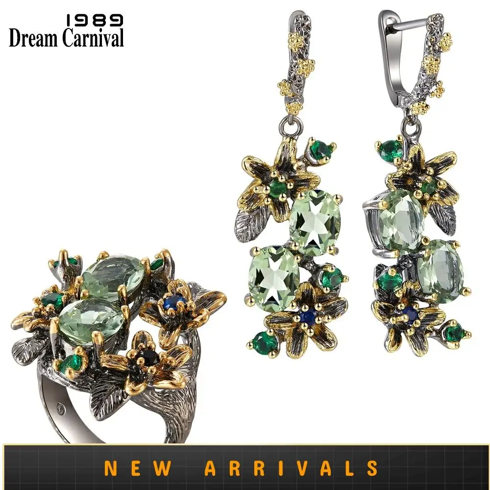 DreamCarnival 1989 Feminine Stunning Green Zircon Earring Rings Set Engagement Party Jewel Eye Catching Olivine Flower ER3874S2
DreamCarnival 1989 Feminine Stunning Green Zircon Earring Rings Set Engagement Party Jewel Eye Catching Olivine Flower ER3874S2