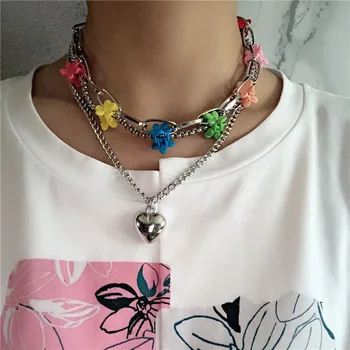 2020 New Colorful Flower Clip Multi-layer Heart Pendant Chain Metal Line Lock Chain Necklaces for Women Korean Jewelry
2020 New Colorful Flower Clip Multi-layer Heart Pendant Chain Metal Line Lock Chain Necklaces for Women Korean Jewelry