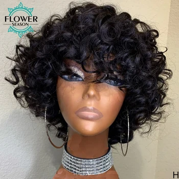 Short Curly Human Hair Wigs Scalp Base Top Machine Made Wig with Bangs Curly Short Hair Wigs 150% Indian Remy Flowerseason
Short Curly Human Hair Wigs Scalp Base Top Machine Made Wig with Bangs Curly Short Hair Wigs 150% Indian Remy Flowerseason