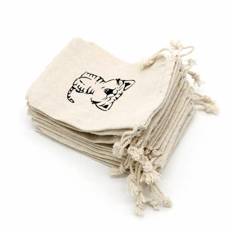 cotton linen jewelry storage package bags drawstring small coin