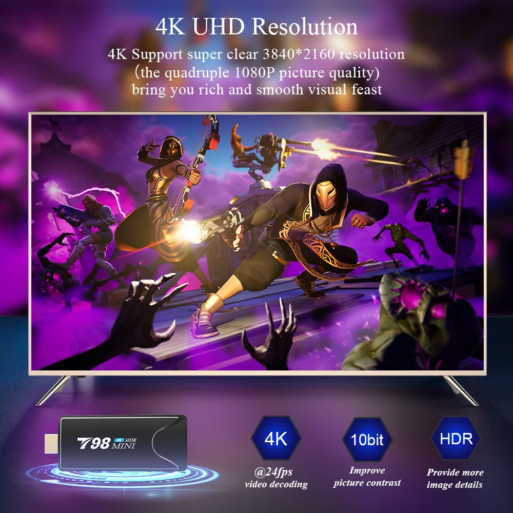 TV box android 10 Mini TV Stick 4K H.265 Media Player 3D Video 2.4G 5G Wifi Bluetooth Smart TVBox Set top box TV receiver