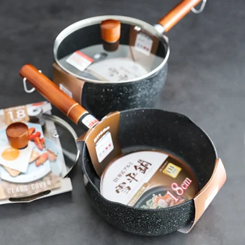 Black wooden handle snow flat pot heated evenly small soup pot solid and durable Noodles instant noodles pot anti-overflow small
Black wooden handle snow flat pot heated evenly small soup pot solid and durable Noodles instant noodles pot anti-overflow small