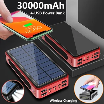 30000mAh Solar Battery Pack Wireless Power Bank Portable LED Light Powerbank 4 USB Mobile Phone Fast Charger for Outdoor Travel
30000mAh Solar Battery Pack Wireless Power Bank Portable LED Light Powerbank 4 USB Mobile Phone Fast Charger for Outdoor Travel
