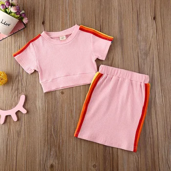 Summer Fashion Toddler Kids Baby Girls Striped Clothes Sets Short Sleeve Crop Top Mini Skirt 2Pcs Cotton Outfits Suit
Summer Fashion Toddler Kids Baby Girls Striped Clothes Sets Short Sleeve Crop Top Mini Skirt 2Pcs Cotton Outfits Suit