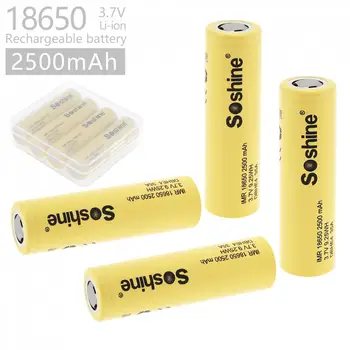 Soshine 4pcs 2500mAh DBHE4 35A 3.7V 9.25WH IMR 18650 Rechargeable Li-ion Battery with Safety Relief Valve+Portable Battery Box
Soshine 4pcs 2500mAh DBHE4 35A 3.7V 9.25WH IMR 18650 Rechargeable Li-ion Battery with Safety Relief Valve+Portable Battery Box