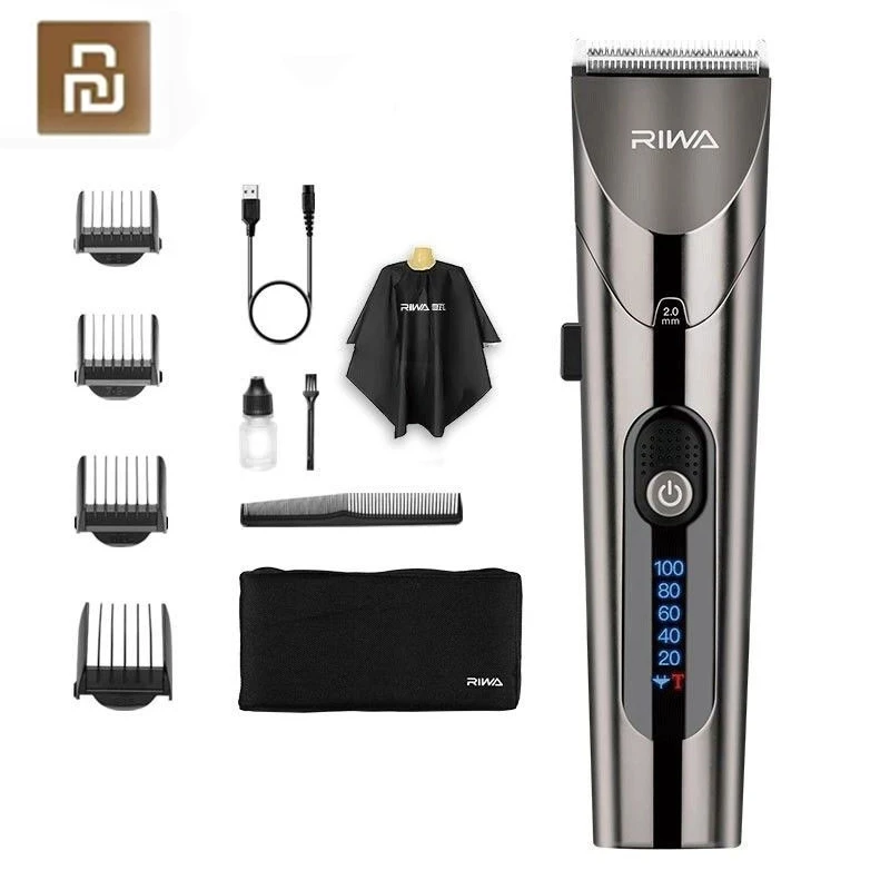 

RIWA RE-6305 Washable Rechargeable Hair Clipper Professional Barber Trimmer With Carbon Steel Cutter Head