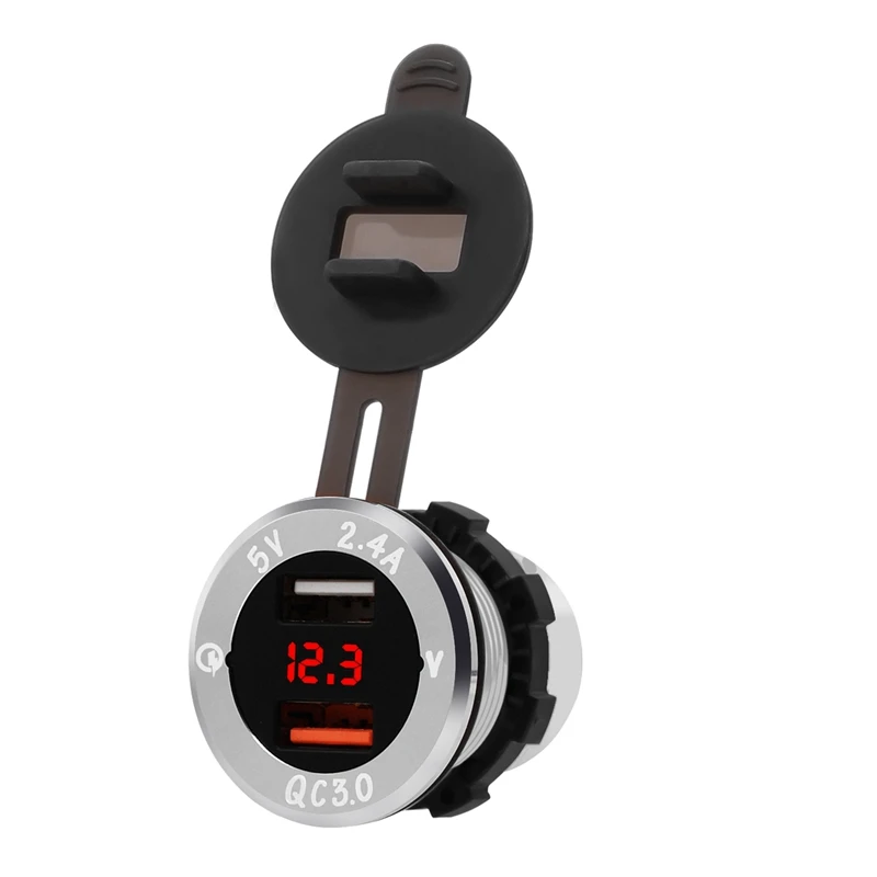 Aluminum Alloy Fast Charge Qc 3.0 Dual USB With Voltmeter Charger Silver Shell Red Light For Car Motorcycle Beach Car RV SUV
Aluminum Alloy Fast Charge Qc 3.0 Dual USB With Voltmeter Charger Silver Shell Red Light For Car Motorcycle Beach Car RV SUV