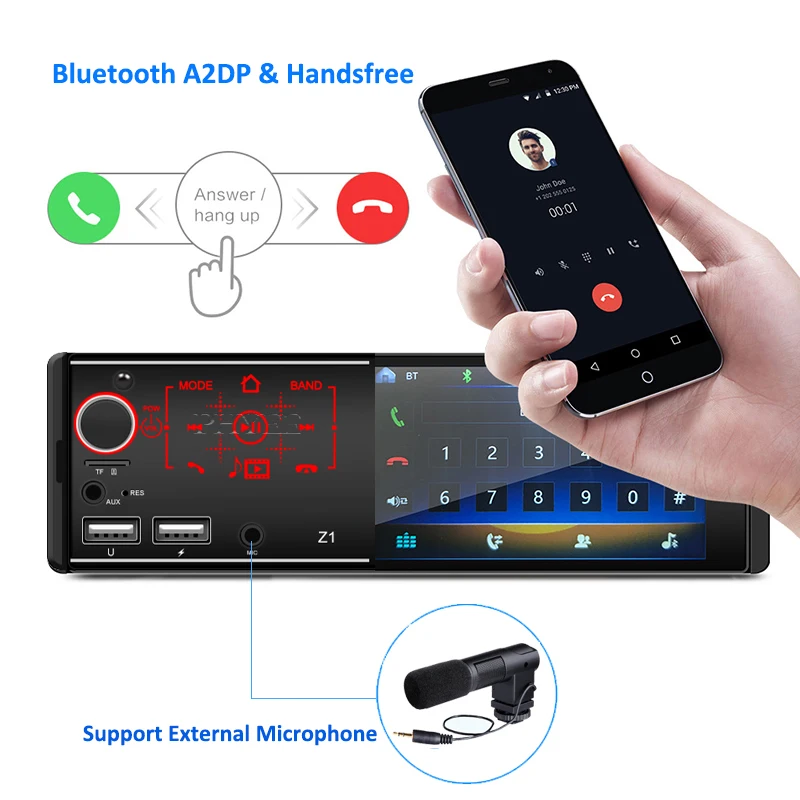 Зеркальная ссылка Автомагнитола 1 Din 4 дюйма сенсорный экран MP5 видео плеер Bluetooth USB