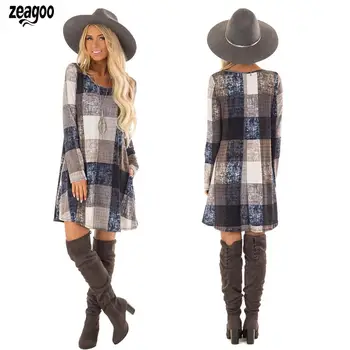 Women Casual O-neck Long Sleeve Lattice O-Neck Print Loose Above Knee Pullover Dress Pocket Spring
Women Casual O-neck Long Sleeve Lattice O-Neck Print Loose Above Knee Pullover Dress Pocket Spring
