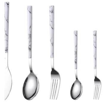 5Pcs Luxury Practical Stainless Steel Tableware Cutlery Set Fashionable Imitated Marble Modern Flatware Set Knives Forks Spoons
5Pcs Luxury Practical Stainless Steel Tableware Cutlery Set Fashionable Imitated Marble Modern Flatware Set Knives Forks Spoons