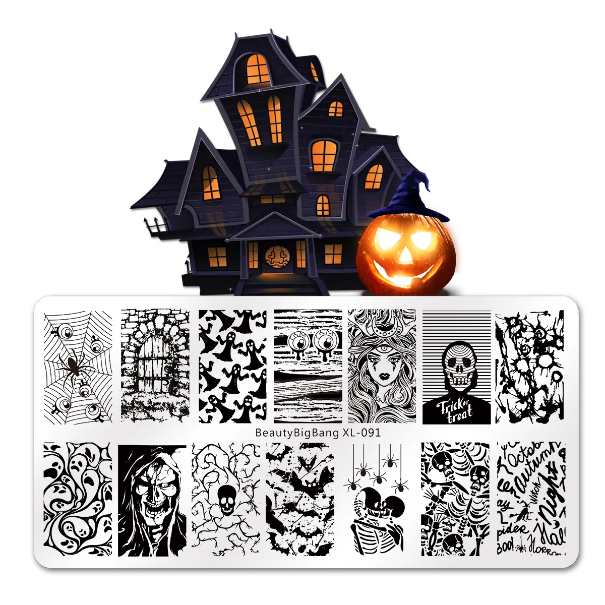 BEAUTYBIGBANG 6*12CM Halloween Theme Stamp Templates Skull Spider Nail Stamping Plates Image Manicure Printing Stencil Tools
BEAUTYBIGBANG 6*12CM Halloween Theme Stamp Templates Skull Spider Nail Stamping Plates Image Manicure Printing Stencil Tools