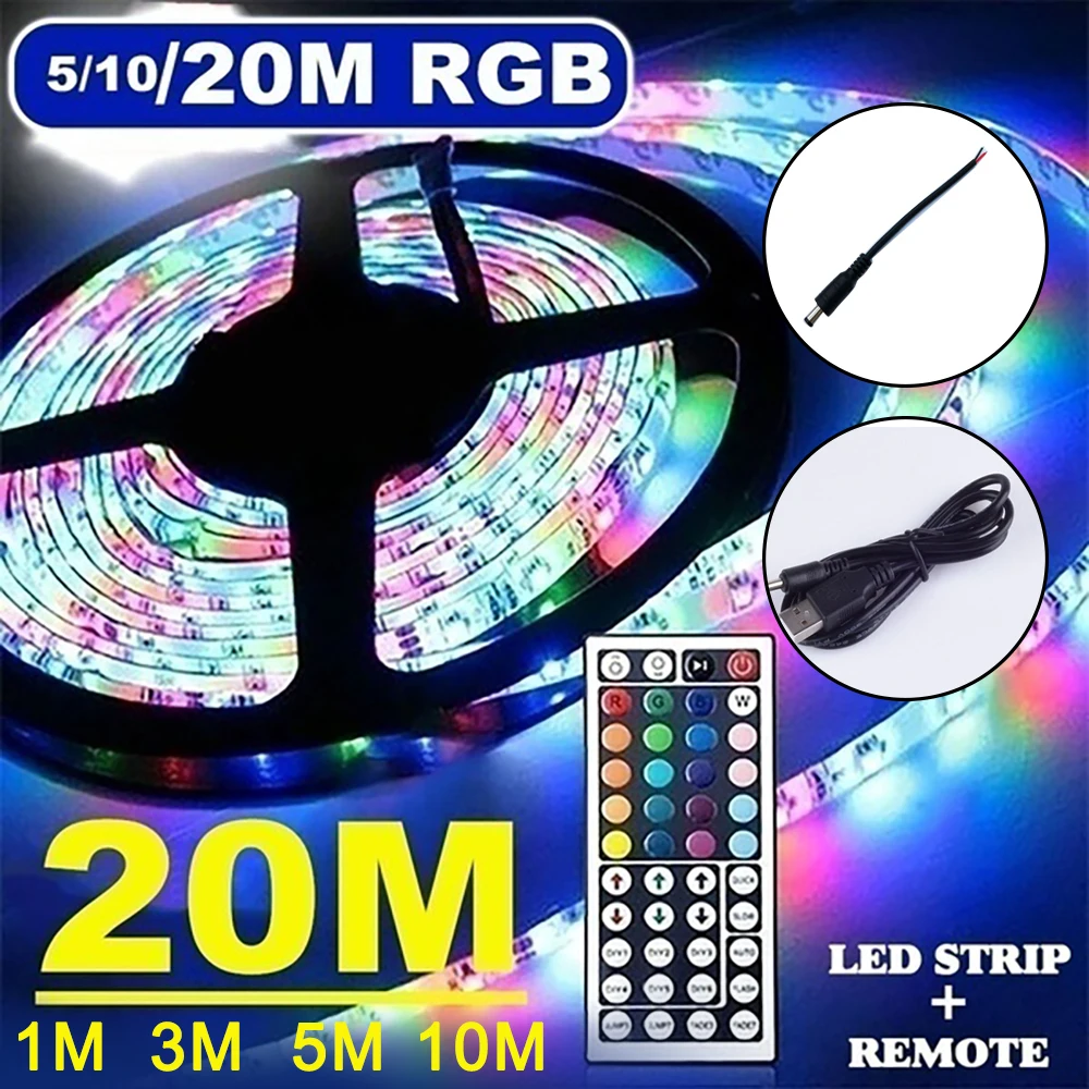 RGB LED Strip lamp SMD 3528 LED DC 12V With Remote Controller 1m 3m 5m 10m 20m Flexible Tape For DIY Homehold Lights Decoration
RGB LED Strip lamp SMD 3528 LED DC 12V With Remote Controller 1m 3m 5m 10m 20m Flexible Tape For DIY Homehold Lights Decoration