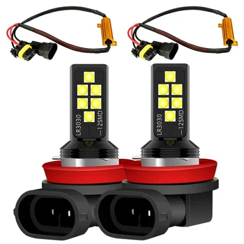 

2Pcs H8 H11 Car Anti Fog Lights Auto Cree Chip LED 1200Lm Car Driving Lamp White With Error Free Canbus Decoder Load Resistor