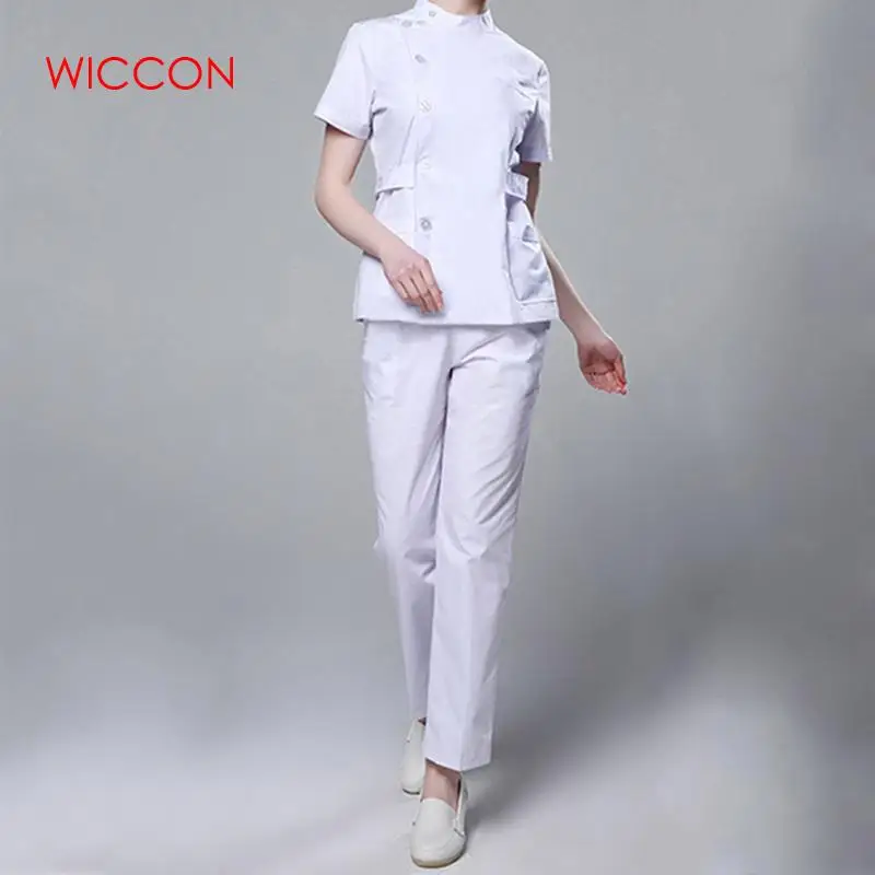 

Womens Nurse Medical Clothing Hospital Surgical Suits Scrubs Nursing Uniforms Beauty Salon Female Short Sleeve Coat+Pants