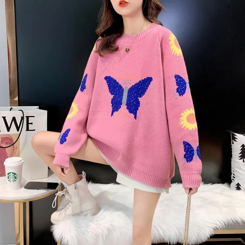 Autumn Pullover Women Sweaters Winter Loose Knit Embroidered Sweater Plus Size Women's Jumper
Autumn Pullover Women Sweaters Winter Loose Knit Embroidered Sweater Plus Size Women's Jumper