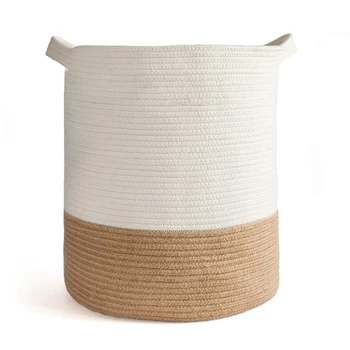 Cotton Rope Basket,Woven Storage Basket and Blanket Basket, 41X45cm Decorative Basket for Toy,Laundry Basket with Handle
Cotton Rope Basket,Woven Storage Basket and Blanket Basket, 41X45cm Decorative Basket for Toy,Laundry Basket with Handle