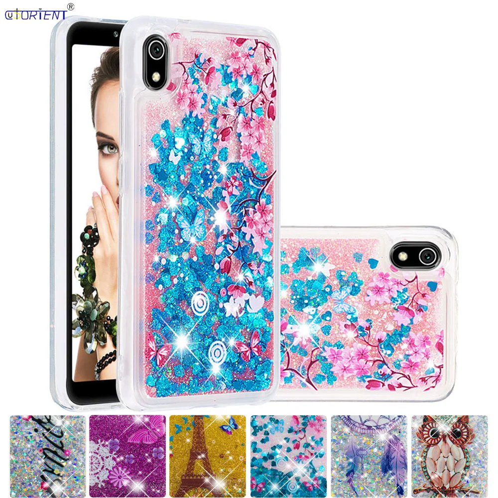 Redmi7A Fitted Phone Case for Xiaomi Redmi 7A Cute Glitter Flowing Liquid Quicksand Silicone Cover Xaomi Xiomi Red Mi 7 A A7 | Мобильные