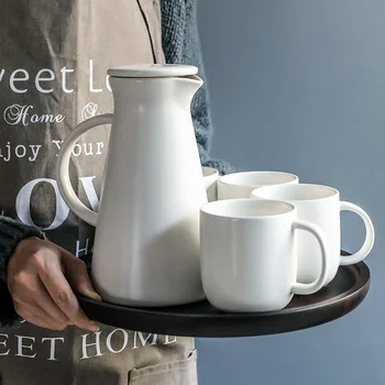 6pcs Nordic Art White Ceramic Kung Fu Tea Set Fruit Teapot Set Simple American Afternoon Tea Coffee Cup Modern Home Office Gift
6pcs Nordic Art White Ceramic Kung Fu Tea Set Fruit Teapot Set Simple American Afternoon Tea Coffee Cup Modern Home Office Gift