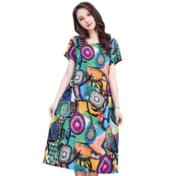2020 New Summer Dresses Women Plus Size O-Neck Linen Boho Print A-Line Long Dress Elegant Casual Ladies Beach Sundress Vestidos
2020 New Summer Dresses Women Plus Size O-Neck Linen Boho Print A-Line Long Dress Elegant Casual Ladies Beach Sundress Vestidos