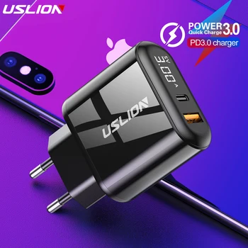 USLION Quick Charge 3.0 USB Fast Charger PD 3.0 Supercharge Fast Charging Phone Charger For Xiaomi Mi 9 8 For iPhone X XR XS Max
USLION Quick Charge 3.0 USB Fast Charger PD 3.0 Supercharge Fast Charging Phone Charger For Xiaomi Mi 9 8 For iPhone X XR XS Max