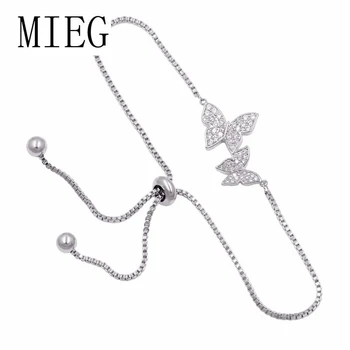 MIEG Brand Cubic Zirconia Crystal CZ Butterfly Adjustable Bracelet for Women or Wedding in Silver Color or Rose Gold Color
MIEG Brand Cubic Zirconia Crystal CZ Butterfly Adjustable Bracelet for Women or Wedding in Silver Color or Rose Gold Color