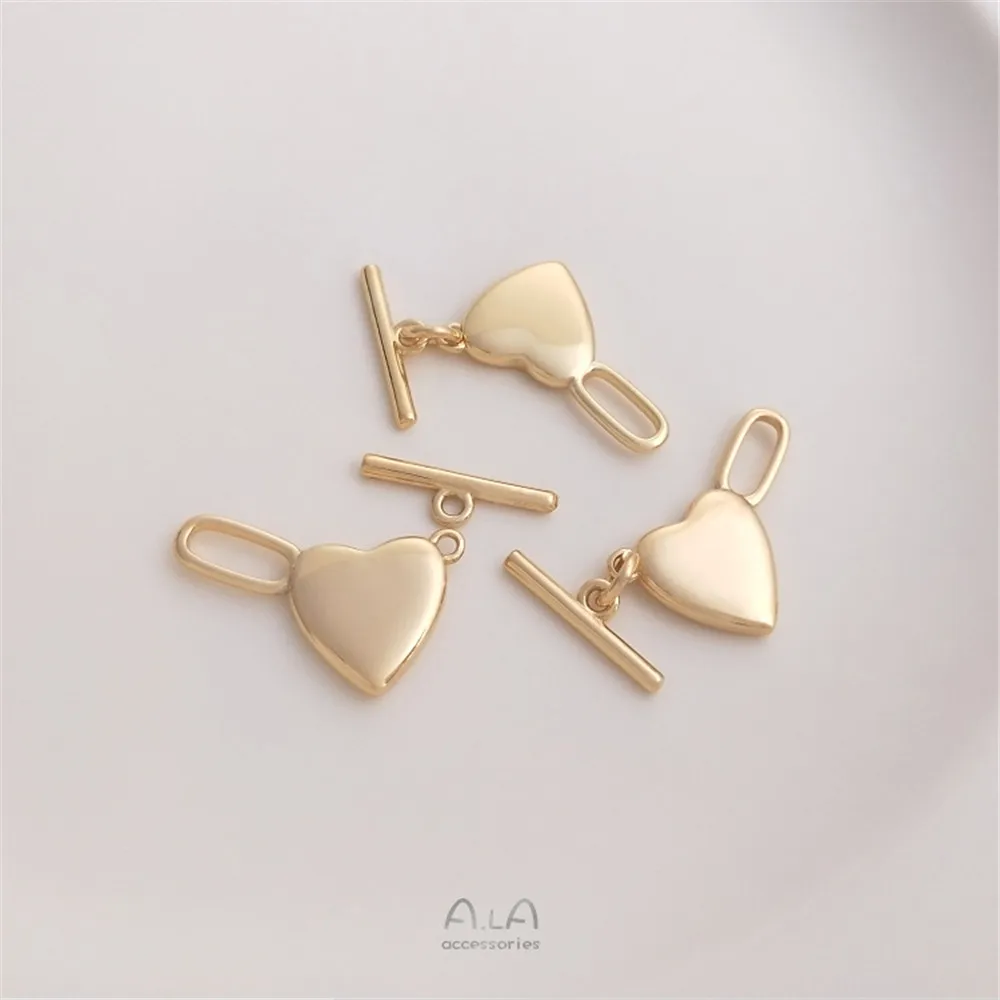 

Jewelry Buckle 14K Gold Peach Heart Shaped OT Buckle Heart Shaped Buckle DIY Pearl Bracelet Necklace Connecting Accessories A020