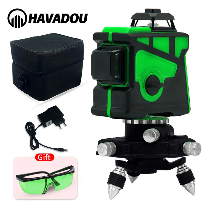 HAVADOU лазерный уровень 12 линий 3D автоматический саморегулирующийся 360 по