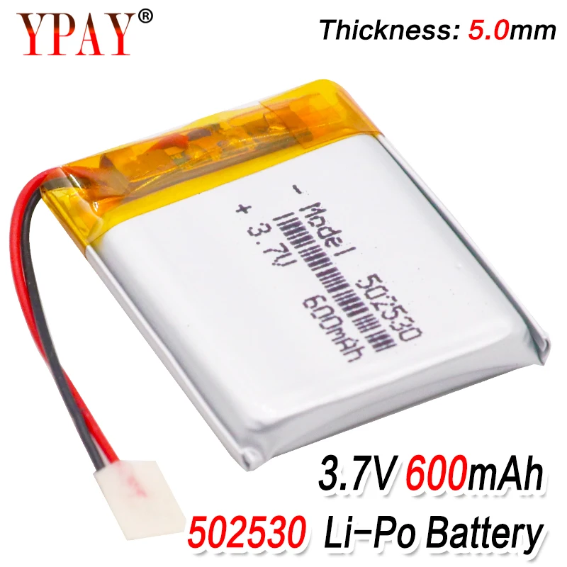 

3.7V lithium polymer battery Li-ion Rechargeable battery 502530 052530 600mah For MP3 MP4 MP5 GPS Recorder Pen Electric toys