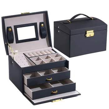 THree-Layer Leather Jewelry Box Organizer Display Storage case with Lock Jewelry Holder for Earrings Bracelets Rings Black Pink
THree-Layer Leather Jewelry Box Organizer Display Storage case with Lock Jewelry Holder for Earrings Bracelets Rings Black Pink
