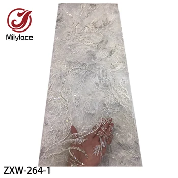 African Tulle Lace Embroidered Net Lace Fabric Fashion White French Lace Fabric with Beads and Sequins for Wedding ZXW-264 
African Tulle Lace Embroidered Net Lace Fabric Fashion White French Lace Fabric with Beads and Sequins for Wedding ZXW-264