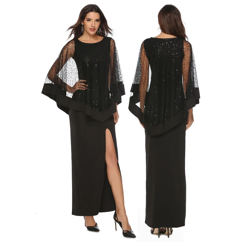 BacklakeGirls Black Split Joint Sequined Plus Size Evening Dress With Cape Sexy Split Side Fake Two Pieces Long Formal Dress
BacklakeGirls Black Split Joint Sequined Plus Size Evening Dress With Cape Sexy Split Side Fake Two Pieces Long Formal Dress