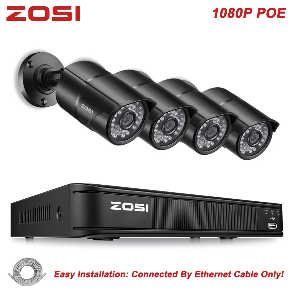 ZOSI 8CH 1080P POE NVR Kit POE CCTV System 4PCS Outdoor Security PoE IP Camera IP67 Waterproof P2P Onvif Surveillance System
ZOSI 8CH 1080P POE NVR Kit POE CCTV System 4PCS Outdoor Security PoE IP Camera IP67 Waterproof P2P Onvif Surveillance System