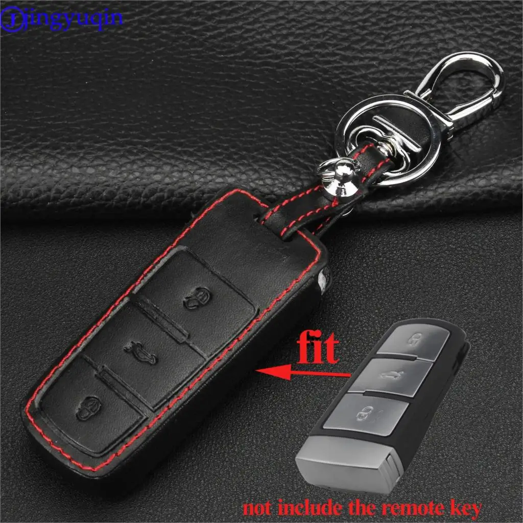 Фото Jingyuqin maizhi 3 кнопки умный дистанционный ключ кожаный чехол для VW Passat CC Magotan брелок