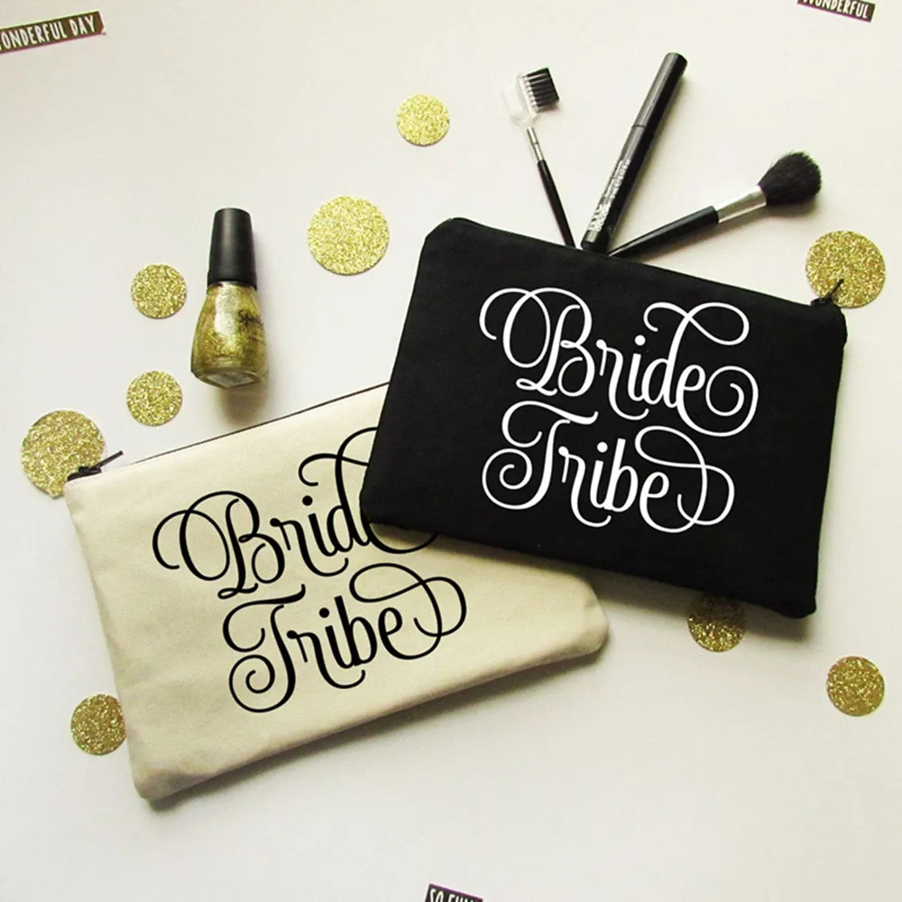 

custom Bridesmaid makeup Bag with title name monogram bride Make Up Bag bridal shower Cosmetic bag Wedding gift hen party pouch