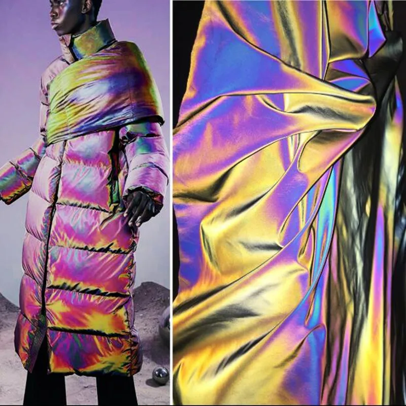 Creative colorful micro-elastic rainbow reflective pu polyester fabric laser gradient winter jacket clothing diy texture D295
Creative colorful micro-elastic rainbow reflective pu polyester fabric laser gradient winter jacket clothing diy texture D295