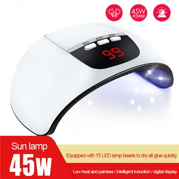 45W UV LED Lamp Smart Sensing Nail Dryer 15 LEDS Lamp For All Gel Polish Dual Light Source Quick Drying Salon Lamp Manicure#0506
45W UV LED Lamp Smart Sensing Nail Dryer 15 LEDS Lamp For All Gel Polish Dual Light Source Quick Drying Salon Lamp Manicure#0506