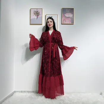 Fashion Women Muslim Abaya Dress Cardigan Sequins Elegant Club Party Evening Islamic Dress V Neck Long Flare Sleeve Abaya kaftan
Fashion Women Muslim Abaya Dress Cardigan Sequins Elegant Club Party Evening Islamic Dress V Neck Long Flare Sleeve Abaya kaftan