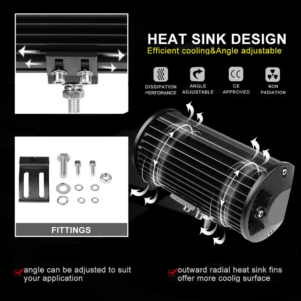 NLpearl 4 7 Inch 72W 144W Yellow LED Light Bar Offroad Spot 12V 24V LED