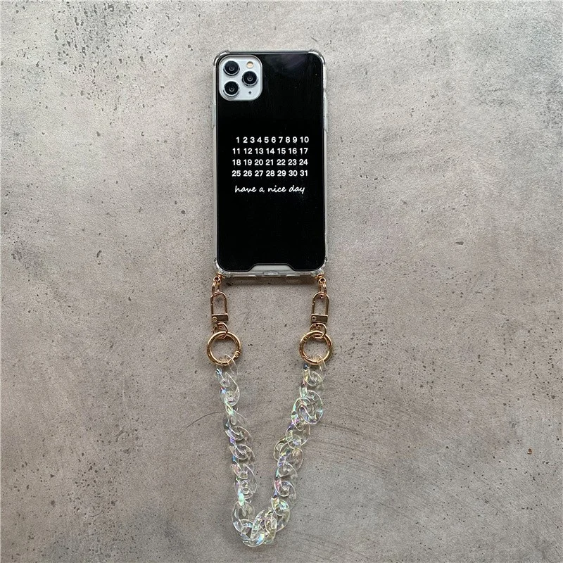 Crystal Chain lanyard anti-fall mirror Case For iPhone Soft silicone case