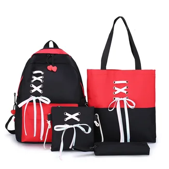Girl's small fresh backpack spring and summer new campus canvas simple backpack four-piece set
Girl's small fresh backpack spring and summer new campus canvas simple backpack four-piece set