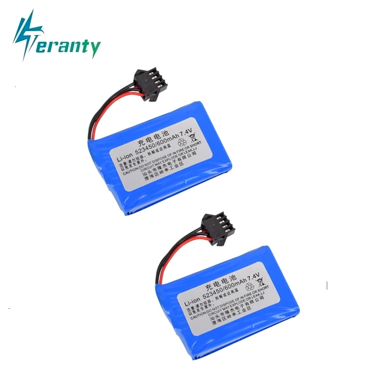 

2Pieces 7.4V 600mAh Li-ion Battery for E561 Toys Excavator RC truck RC car RC boat TOYS 7.4V Li-ion battery 523450 4PSM Plug