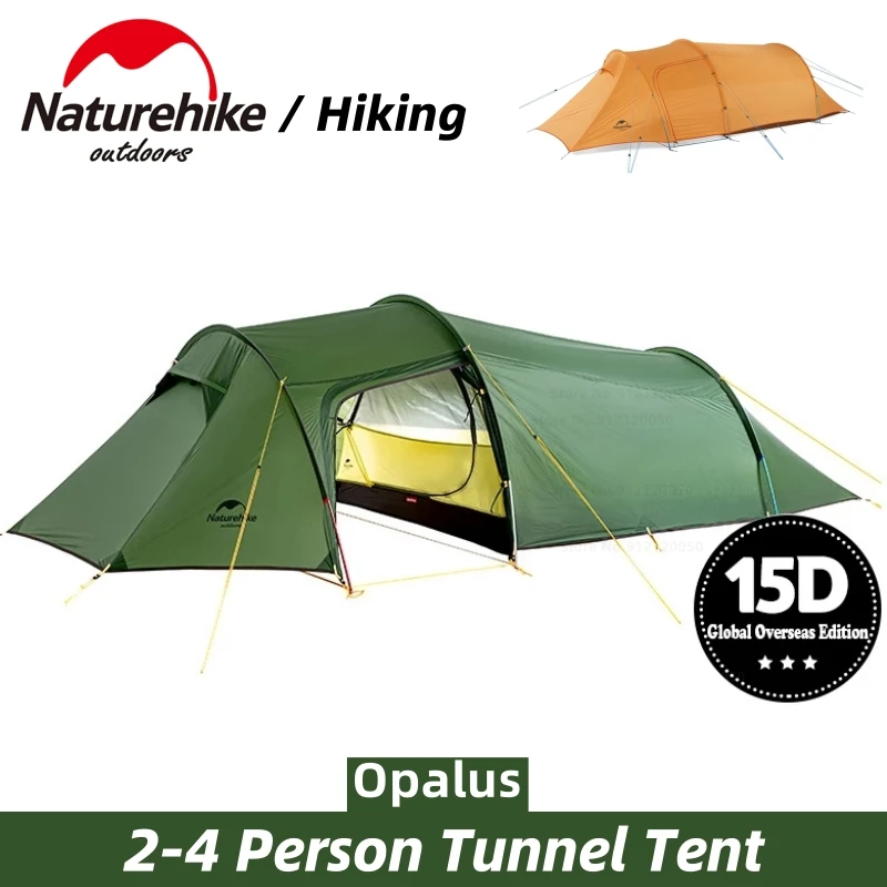 Фото Туристическая палатка Naturehike нейлоновая Ультралегкая на 3-4 человек туннельная 15D