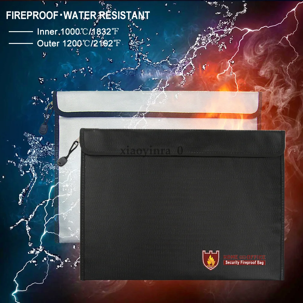 Fashion Fireproof Water Resistant Money Bag Envelope Safe Document