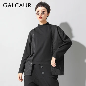GALCAUR Patchwork Irregular T-shirt For Women Stand Collar Long Sleeve Plus Size Asymmetrical Female Shirts 2020 Autumn Fashion
GALCAUR Patchwork Irregular T-shirt For Women Stand Collar Long Sleeve Plus Size Asymmetrical Female Shirts 2020 Autumn Fashion