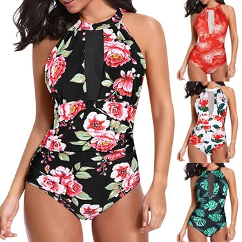 Flower Print Bathing Suit Women Summer Flower Print High Waist Bikini Keyhole Mesh Halter Ruched Monokini Swimwear Biquini #C4
Flower Print Bathing Suit Women Summer Flower Print High Waist Bikini Keyhole Mesh Halter Ruched Monokini Swimwear Biquini #C4