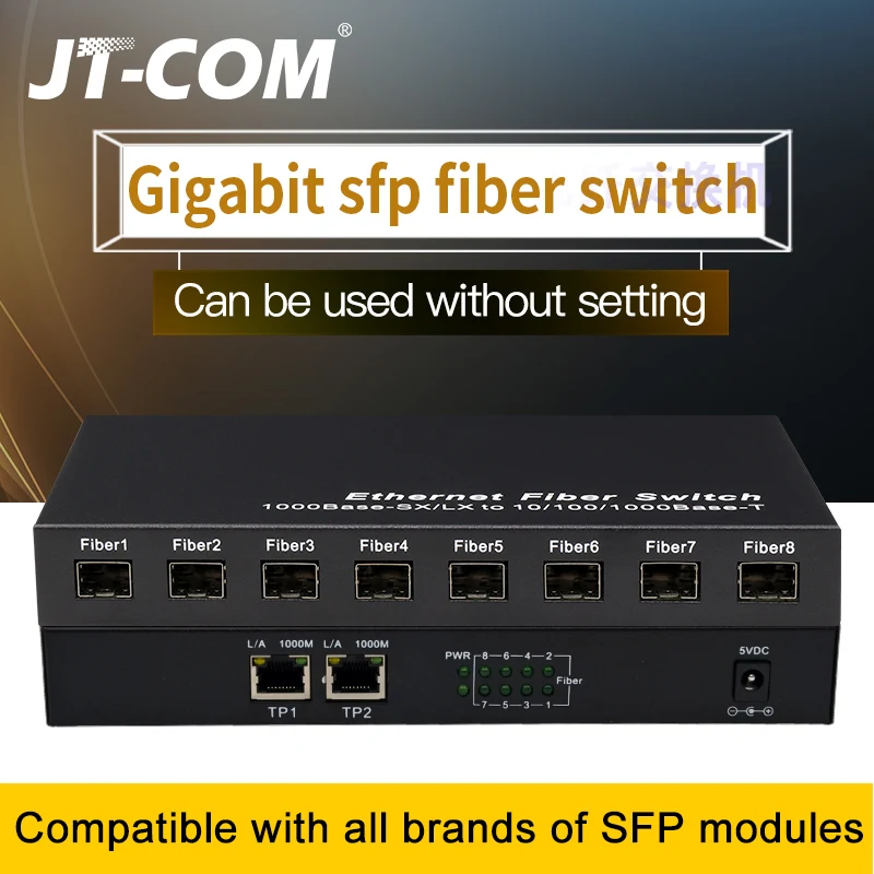 Гигабитный сетевой коммутатор SFP 1000 Мбит/с медиаконвертер 8 портов и 2 порта RJ45 8G2E