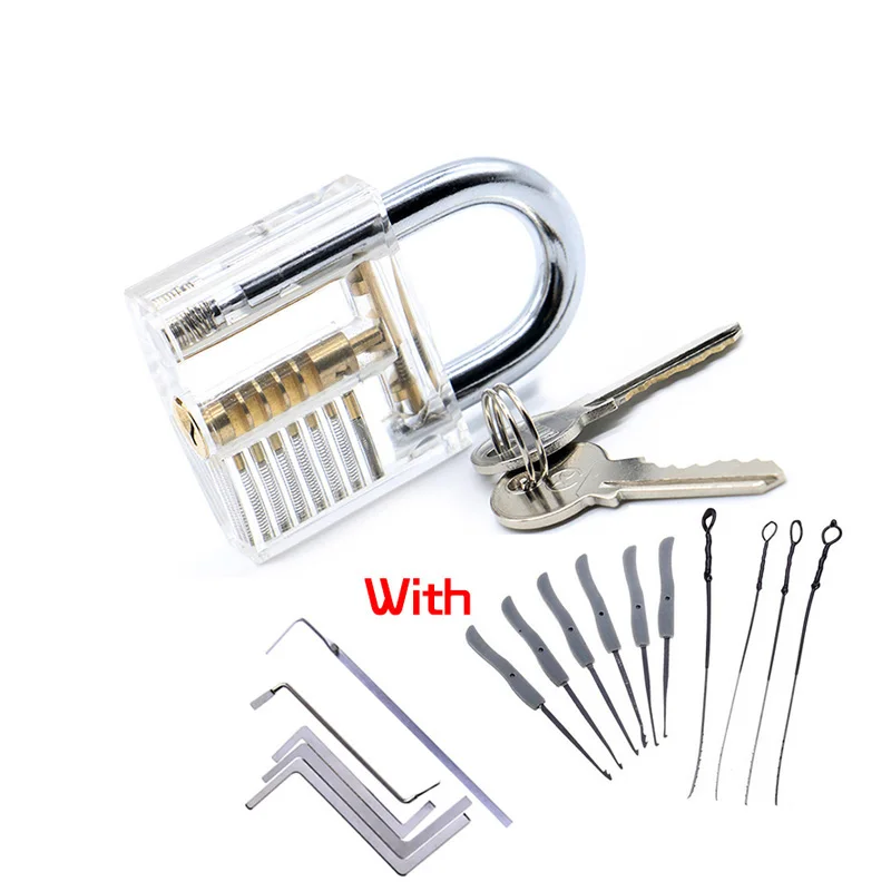 Transparent Visible Pick Cutaway Practice Padlock Lock With Broken Key Removing Hook Kit Extractor Set Locksmith Wrench Tool
Transparent Visible Pick Cutaway Practice Padlock Lock With Broken Key Removing Hook Kit Extractor Set Locksmith Wrench Tool