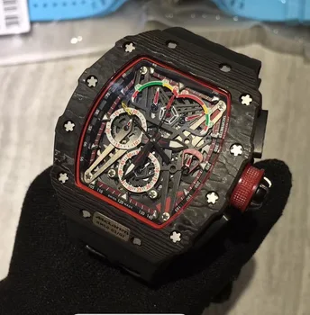 Classic New Black Men Watch Sapphire Automatic Mechanical Limited Flyback Carbon Fiber Red Canvas Leather Rubber Wristwatch
Classic New Black Men Watch Sapphire Automatic Mechanical Limited Flyback Carbon Fiber Red Canvas Leather Rubber Wristwatch