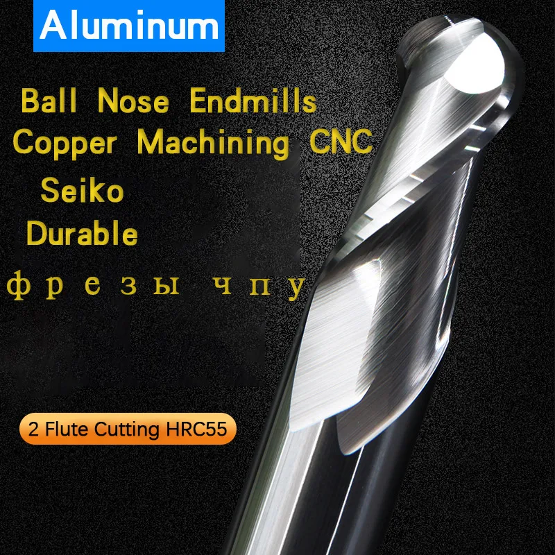 Aluminum Ball Nose Endmills 2 Flute Cutting HRC55 Copper Machining CNC Tungsten Steel Sprial Bit Milling Cutter Ball End Milling
Aluminum Ball Nose Endmills 2 Flute Cutting HRC55 Copper Machining CNC Tungsten Steel Sprial Bit Milling Cutter Ball End Milling