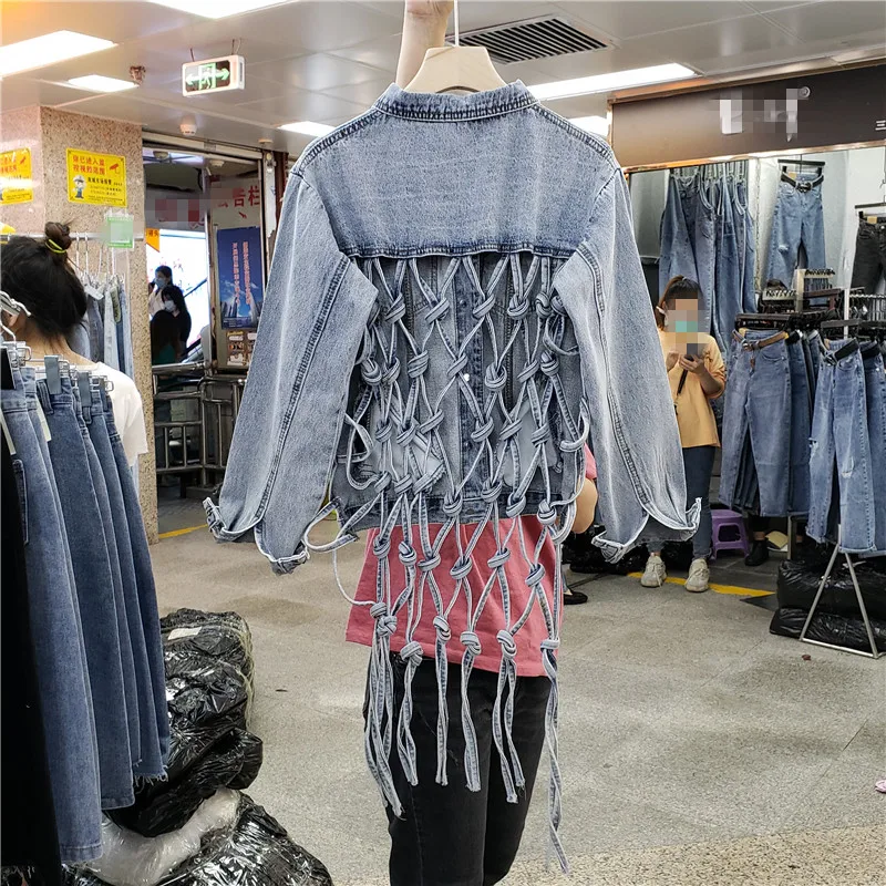 Harajuku Back Hollow Out Jeans Jacket Women's Loose Casual Tassels Denim Jackets Coat Female Long Sleeve Jean Coats Femme Tops
Harajuku Back Hollow Out Jeans Jacket Women's Loose Casual Tassels Denim Jackets Coat Female Long Sleeve Jean Coats Femme Tops